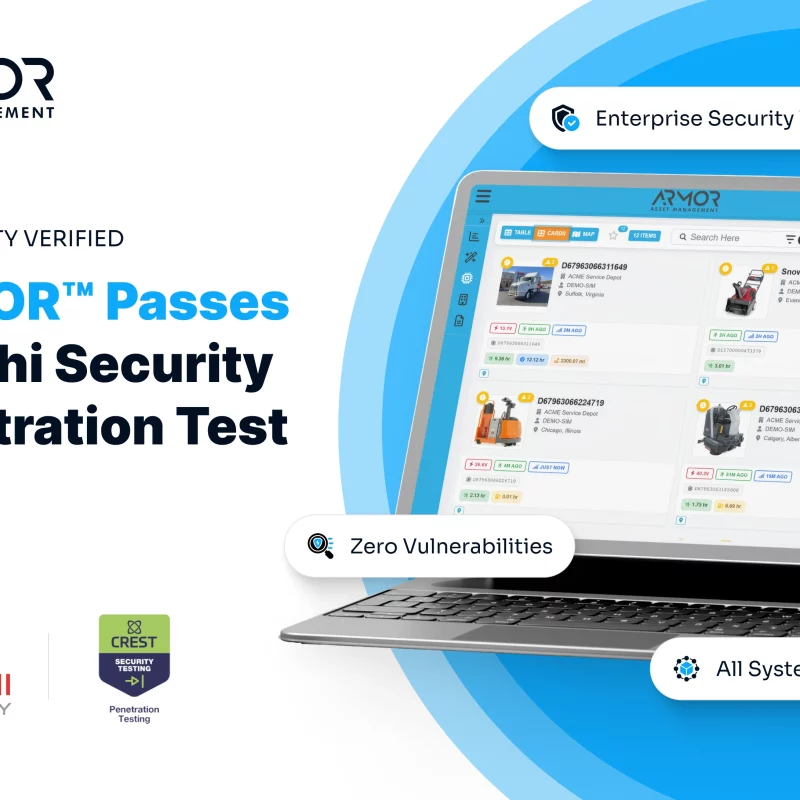 Infographic showing a tablet with the Armor app dashboard, announcing a passed Vonahi Security penetration test.