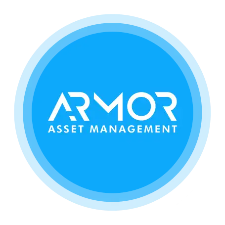 Bright blue circular badge featuring the white ARMOR ASSET MANAGEMENT logotype.