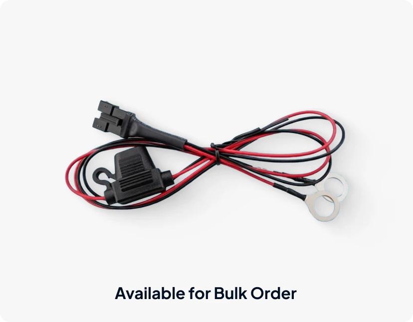 Wiring harness with an inline fuse holder and ring terminal connectors, labeled "Available for Bulk Order".