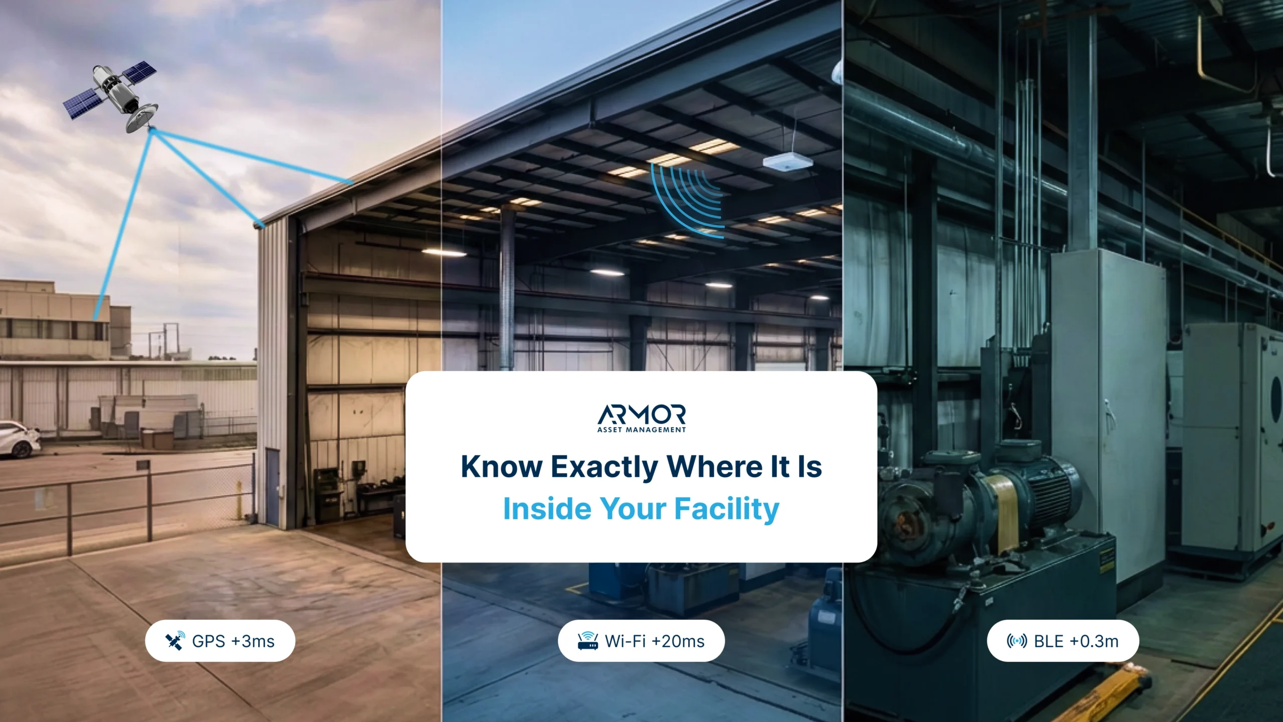 ARMOR™ A warehouse with a satellite in the sky, a warehouse with a satellite in the sky, and a warehouse with a satellite in