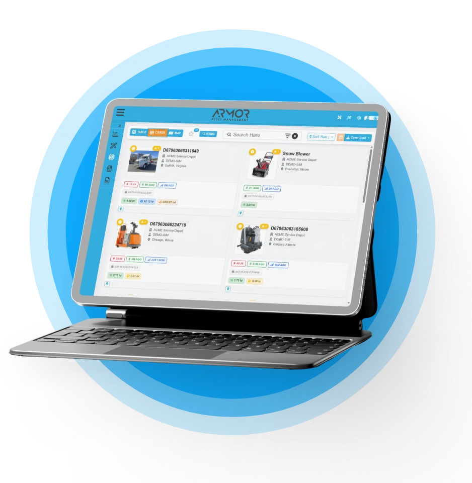 ARMOR Asset Central™ dashboard displayed on a tablet